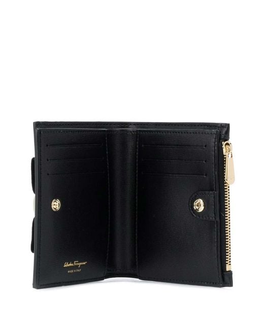 Ferragamo Black Vara Bow Compact Wallet
