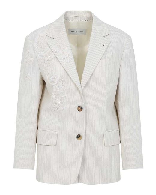 Dries Van Noten White Tailored Blazer