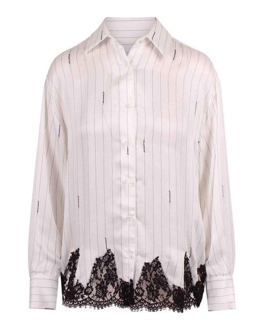 ERMANNO FIRENZE Pink Pinstriped Shirt With Lace