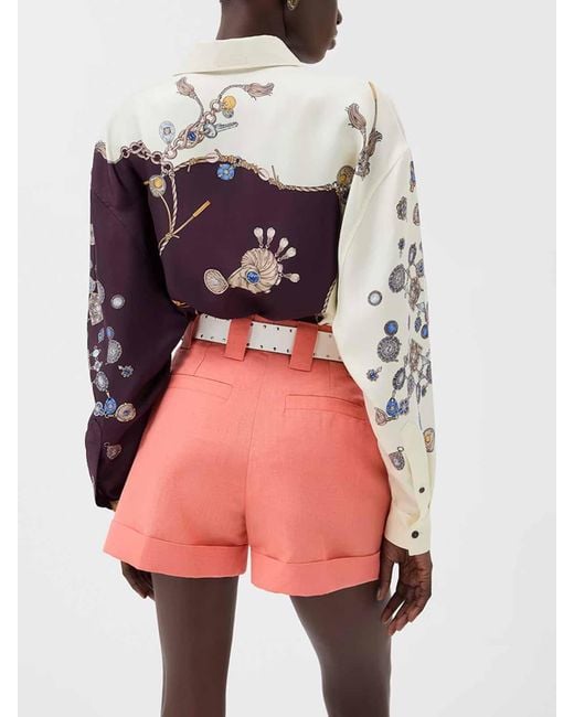 Versace Purple Silk Twill Print Shirt