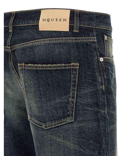 McQueen Blue Wide Leg Jeans for men