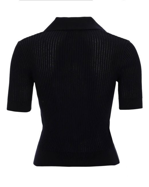 Patou Black Embroidered Cotton Polo Shirt