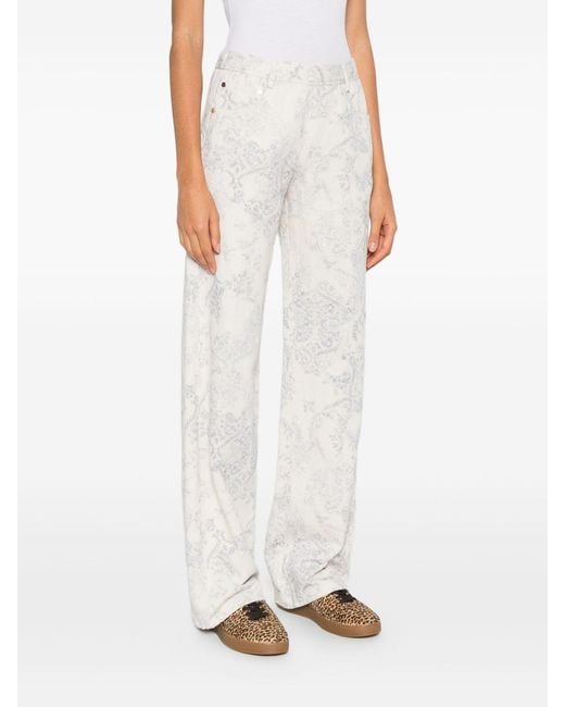 Forte_forte White Floral Printed 'My Pants' Trousers