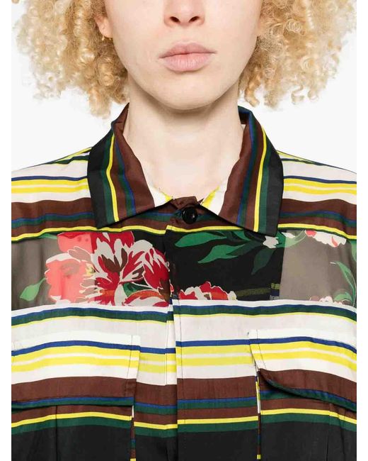 Sacai Green Pattern Mix Shirt