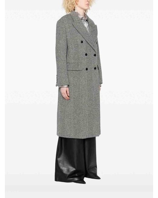 Ermanno Scervino Gray Double-Breasted Coat