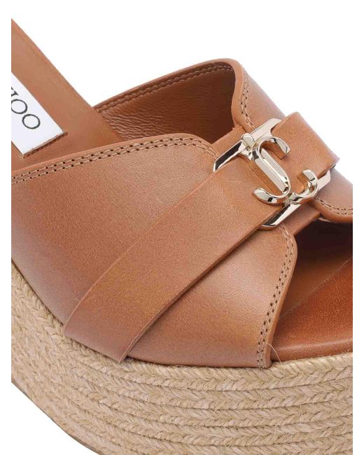 Jimmy Choo Natural Leda Wedges Sandals