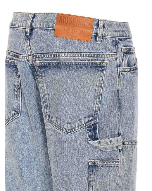 Moschino Gray Denim Jeans Frontal Button And Zip for men