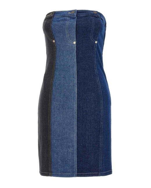 Moschino Jeans Blue Patchwork Mini Dress