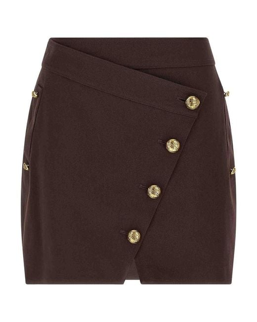 Elisabetta Franchi Brown Jewel Button Skirt