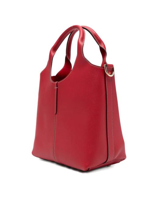 Tod's Red Leather Mini Tote Bag