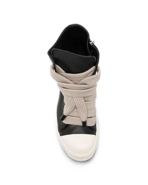 Rick Owens Black Jumbolace Leather Sneakers for men