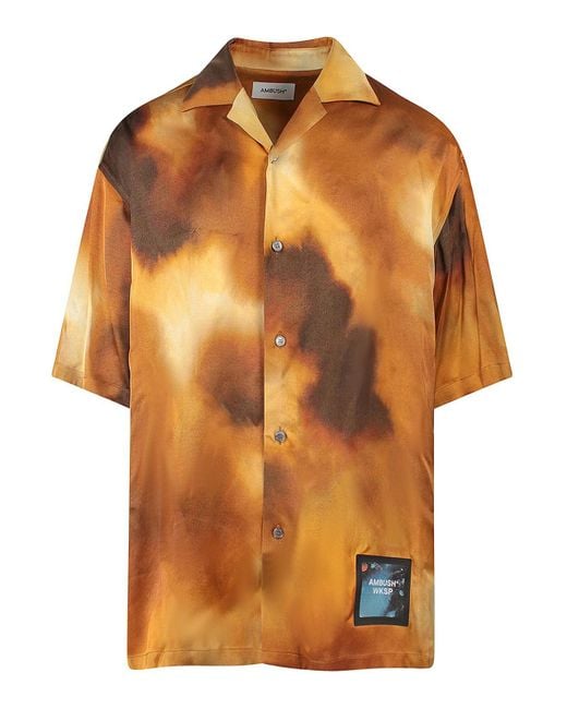 Ambush Orange Oversize Viscose Shirt for men