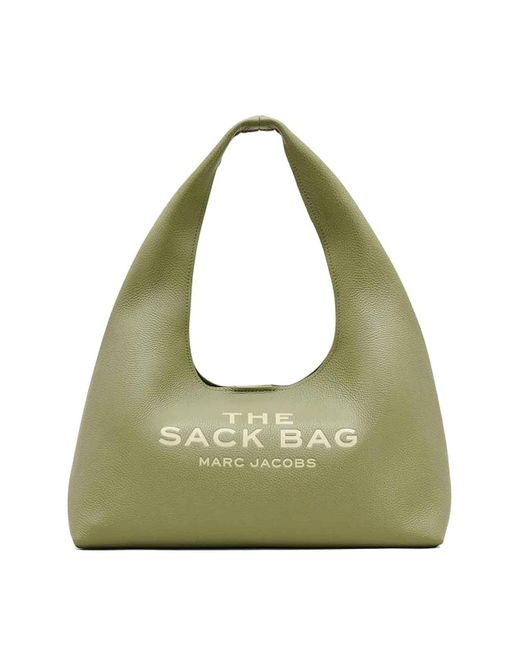 Marc Jacobs Green The Sack Logo-Plaque Leather Shoulder Bag