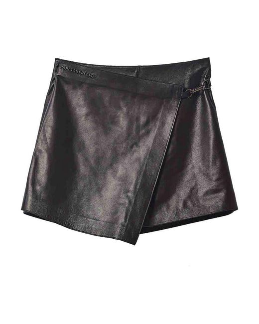 Karl Lagerfeld Black Leather Shorts
