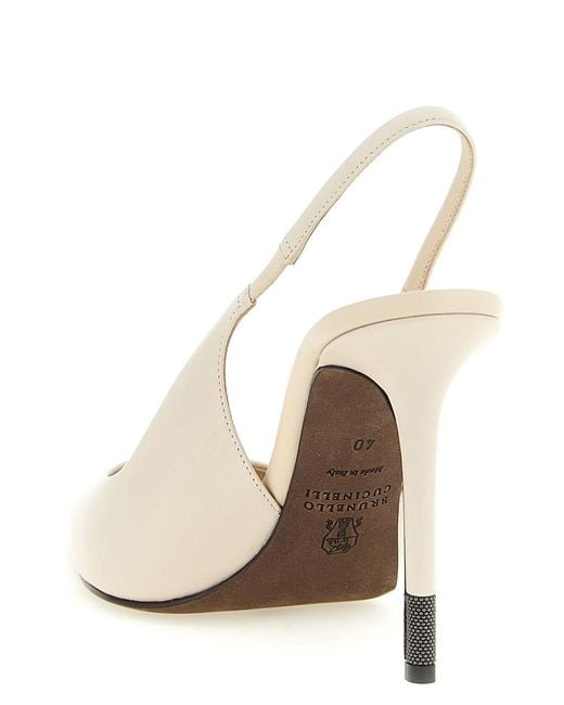 Brunello Cucinelli White Leather High Heel Pumps