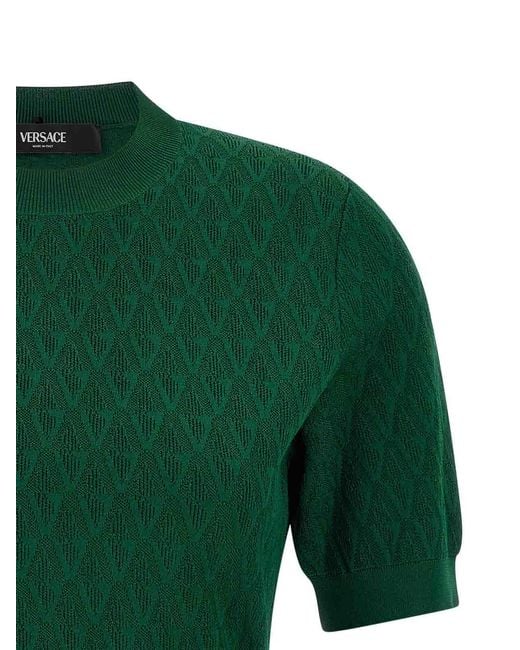 Versace Green V-Pattern T-Shirt