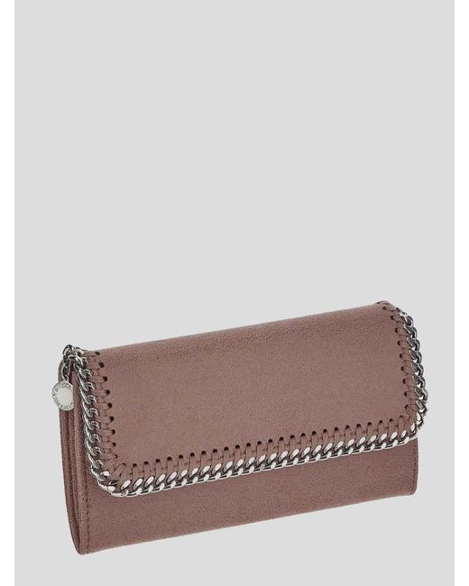 Stella McCartney Brown Flap Wallet In Pink With Chain
