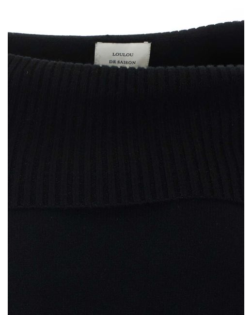 Loulou de Saison Black Sibyl Off-Shoulder Sweater