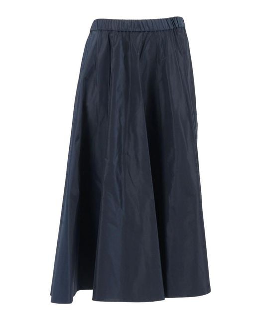 Aspesi Blue Elastic-Waist Flared Midi Skirt