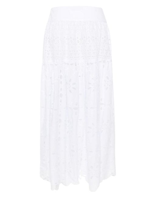 Ermanno Scervino White Lace Cotton Maxi Skirt