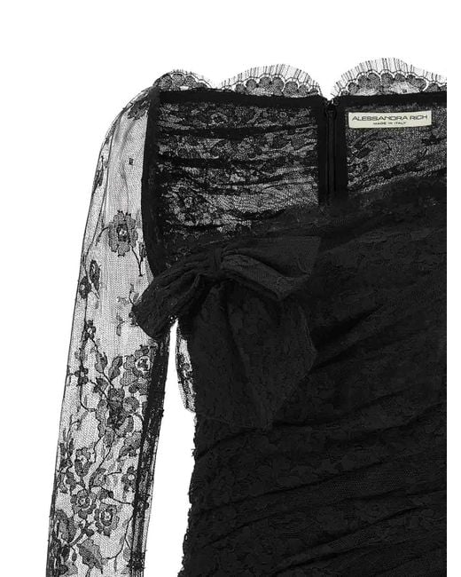 Alessandra Rich Black Draped Dress