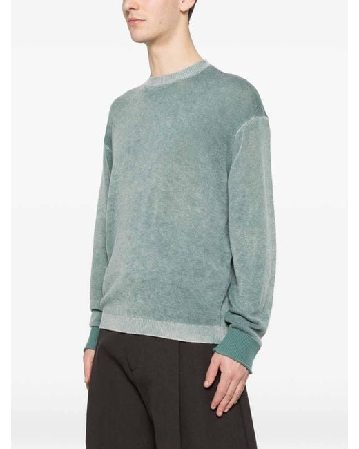 Emporio Armani Green Wool Crewneck Sweater for men