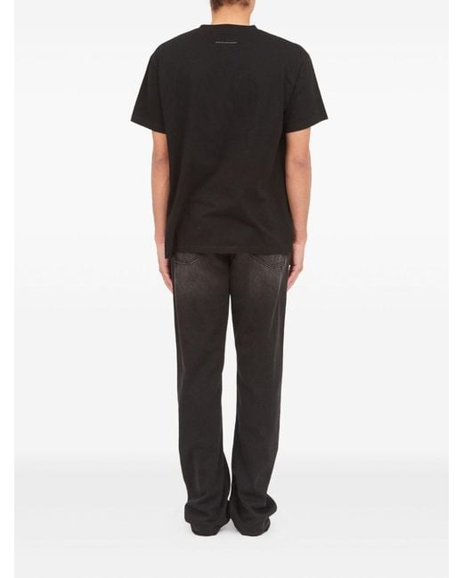 MM6 by Maison Margiela Black Short-Sleeved Cotton T-Shirt for men