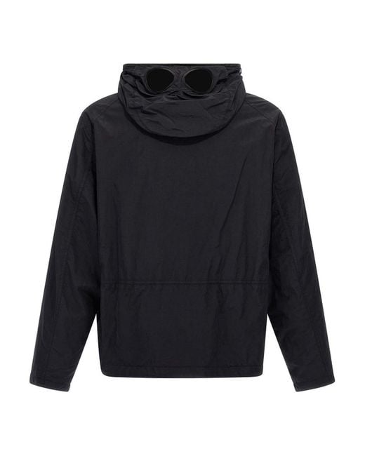 C P Company Blue Flatt Nylon Goggle Jacket for men