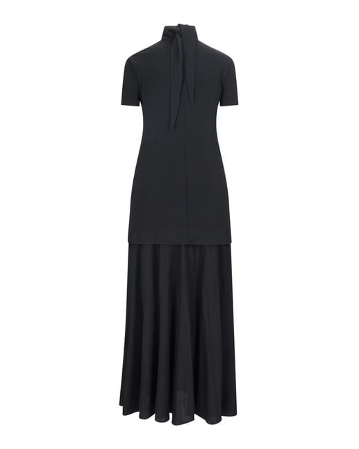 Jil Sander Black Layered Midi Dress