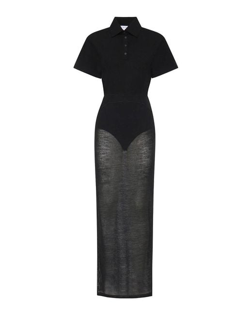 Alaïa Black Wool Blend Polo Dress