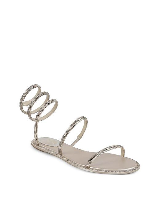 Rene Caovilla White Cleo Flat Sandals