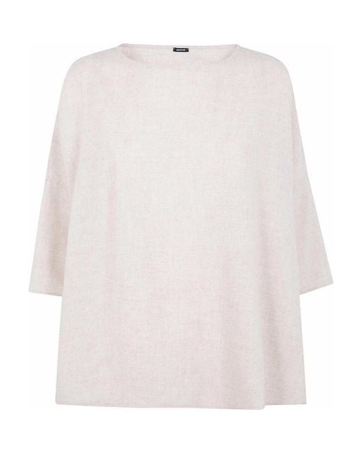 Apuntob White Boatneck Dropped Shoulder Loose Fit Blouse