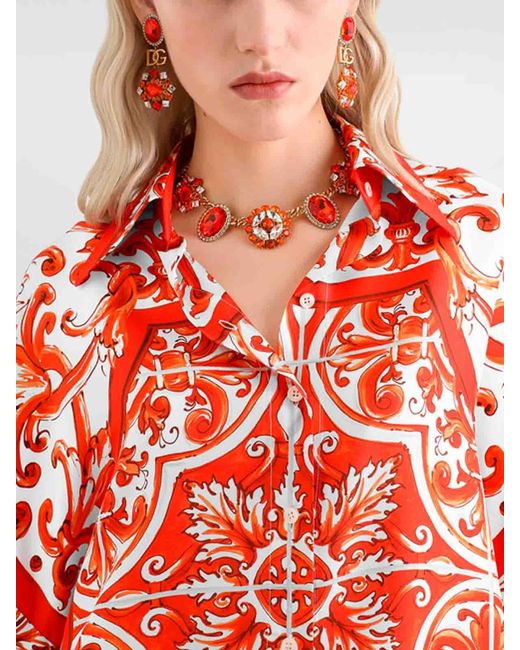 Dolce & Gabbana Red Maiolica-Print Shirt