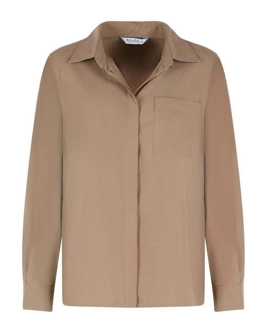 Max Mara Brown Siamese Hazelnut Silk Tela Shirt