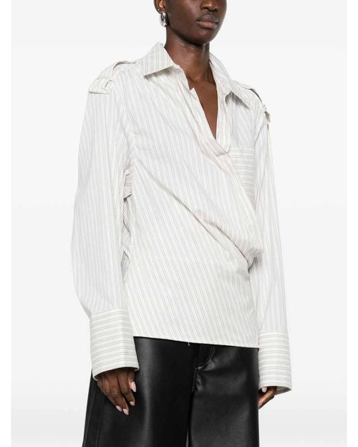 IRO White Lace Striped Cotton Shirt