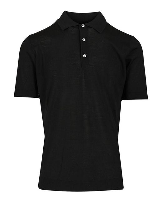 FILIPPO DE LAURENTIIS Black Wool Polo Shirt for men