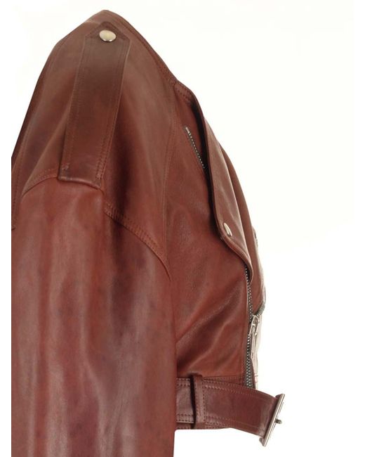 Rick Owens Brown Cropped Biker Jacket
