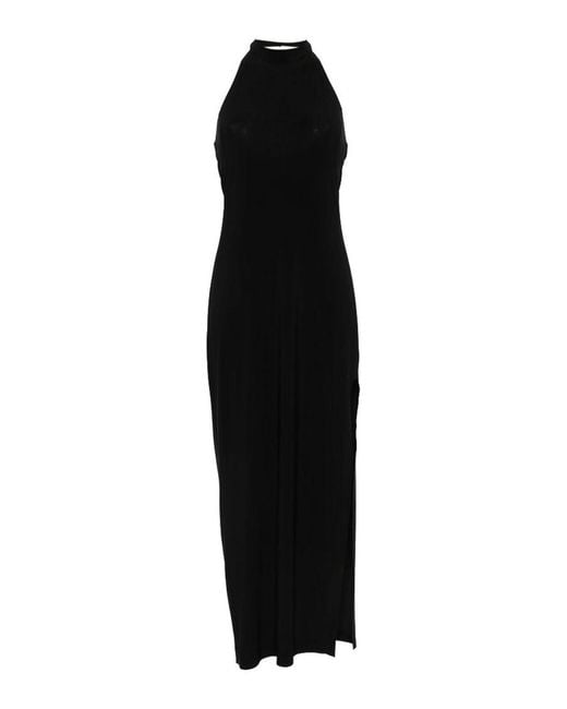 Norma Kamali Black Side Slit Long Dress