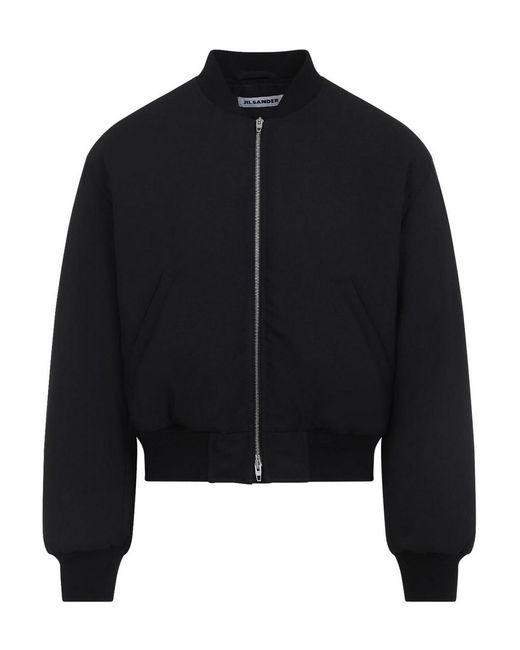 Jil Sander Black Cropped Bomber Jacket for men