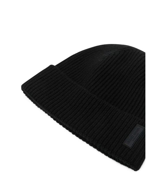 Giorgio Armani Black Cashmere Beanie for men