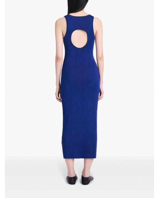 Proenza Schouler Blue Reese Dress In Plaited Rib Knits