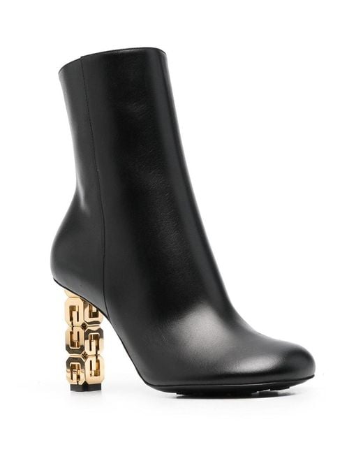 Givenchy 4g Cube Heel Pointy Ankle Boot In Black Leather