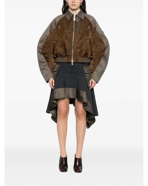 Sacai Brown Zip Bomber Jacket
