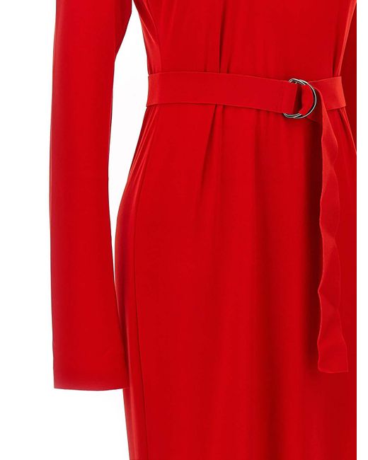 Norma Kamali Red Long Deep Dress With Round Neckline