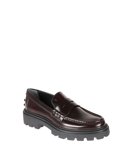 Tod's Gray Leather Loafers