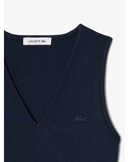 Lacoste Blue Sleeveless Pleated Long Dress