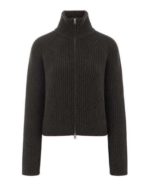 Lisa Yang Black Dark Fern Sadie Zip Cardigan