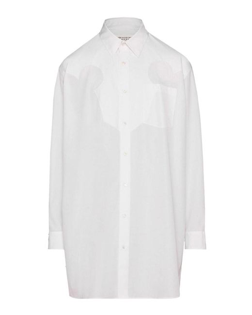 Maison Margiela White Cotton-poplin Mini Shirtdress