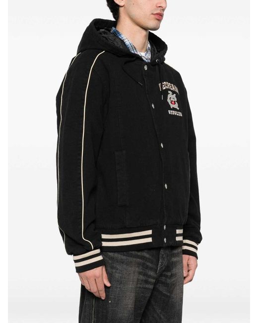 ICECREAM Black Cotton Hooded Bomber Jacket for men