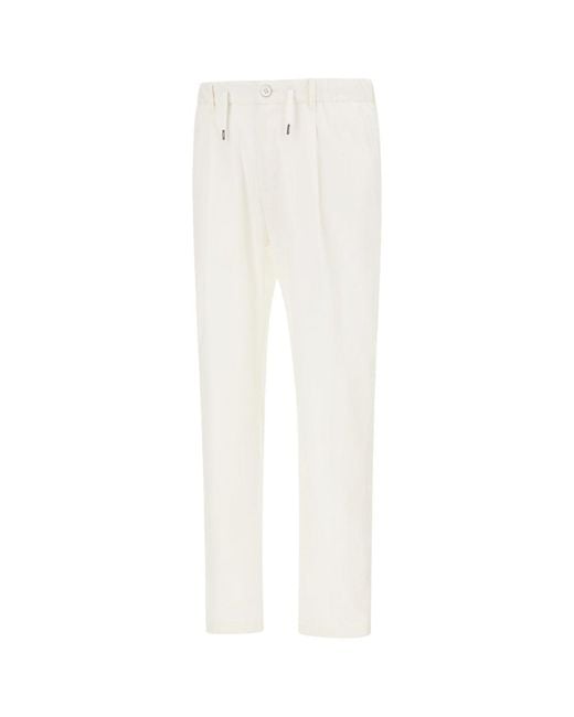 Herno White Waterproof Stretch Cotton Trousers for men